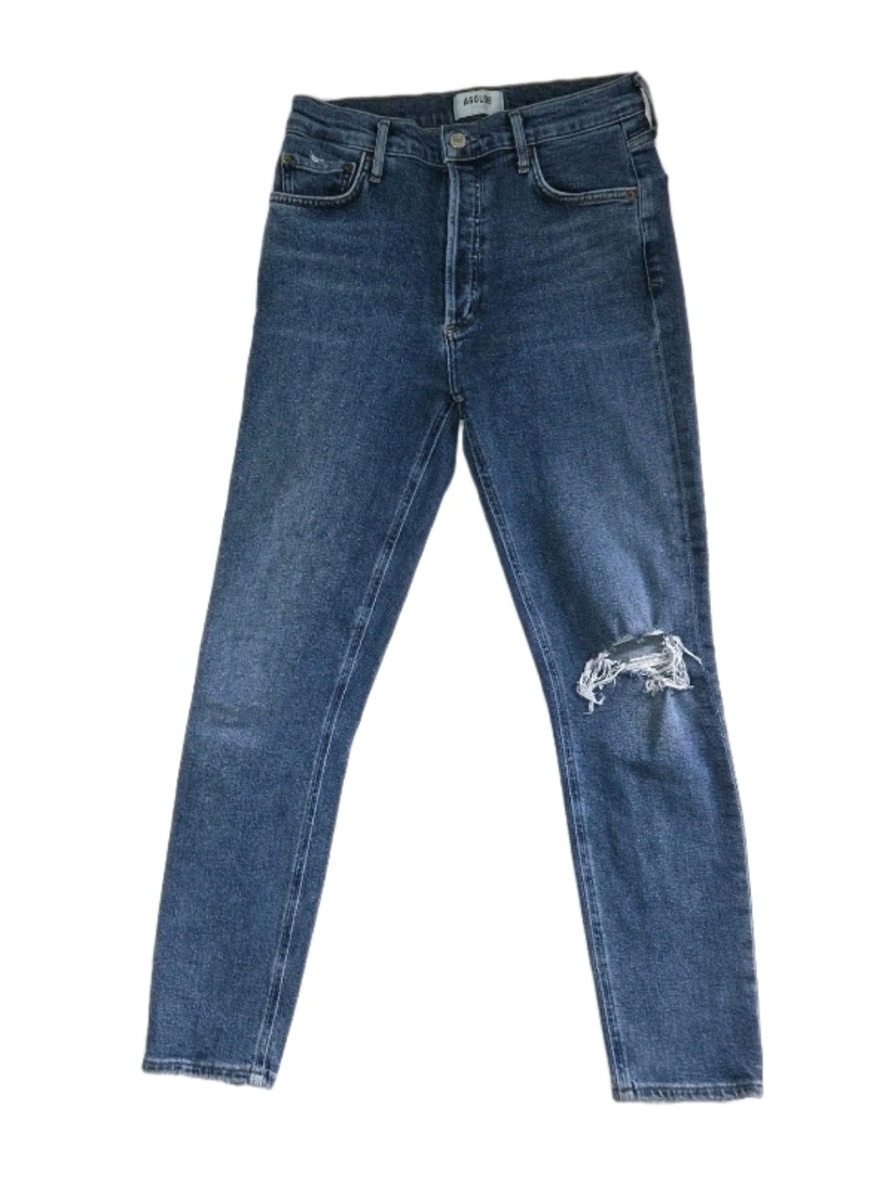 Agolde Nico High Rise Slim Fit Jeans Womens Size 26 Distressed Shoreline Wash